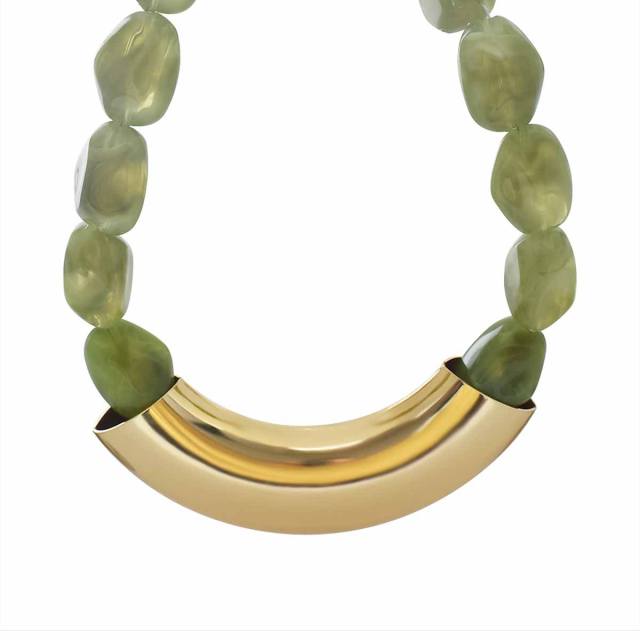 Vintage Geometric Resin Handmade Beaded Necklace Exaggerated CCB Choker Jewelry for Women