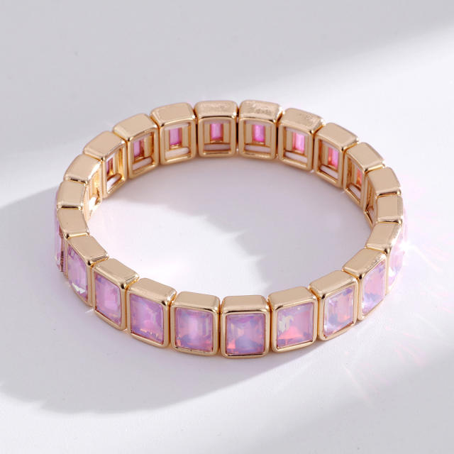 Fashionable colorful glass crystal elastic bangle bracelet for women