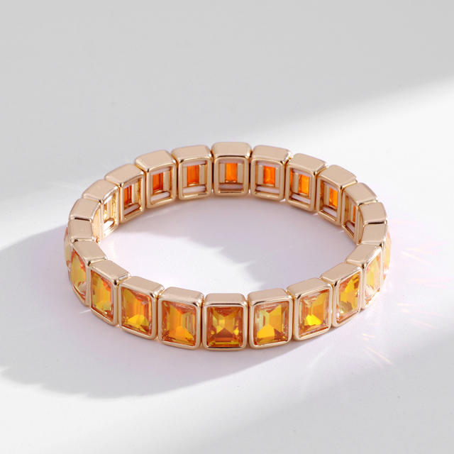 Fashionable colorful glass crystal elastic bangle bracelet for women