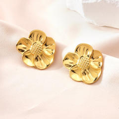 New Stainless Steel Earrings Fashionable Plant Flower Geometric Earrings