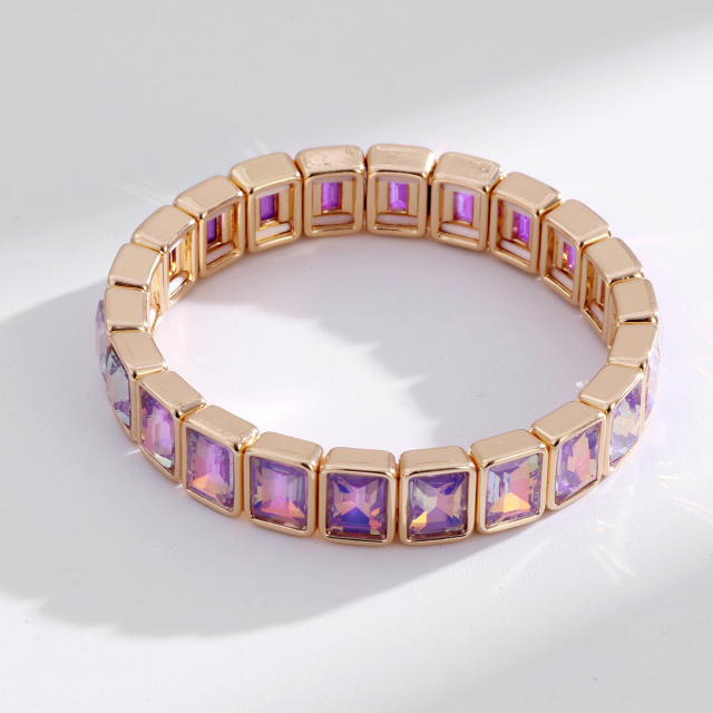 Fashionable colorful glass crystal elastic bangle bracelet for women