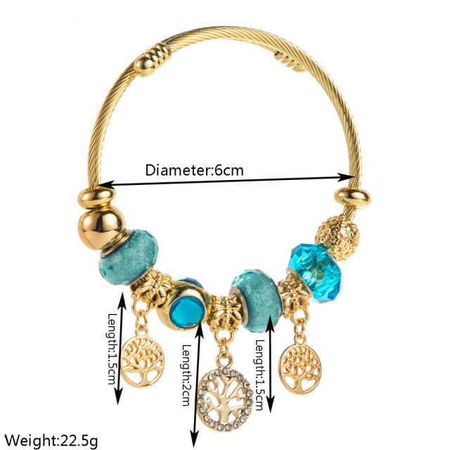 New Style Personalized Creative Life Tree Tower Pendant Bracelet Alloy Diamond Adjustable Stainless Steel Hand Jewelry