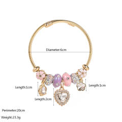 Korean Style Bracelet Beaded Diamond-Encrusted Heart Flower Bracelet for Women
