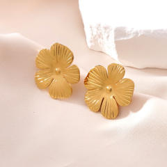 New Stainless Steel Earrings Fashionable Plant Flower Geometric Earrings