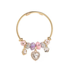 Korean Style Bracelet Beaded Diamond-Encrusted Heart Flower Bracelet for Women
