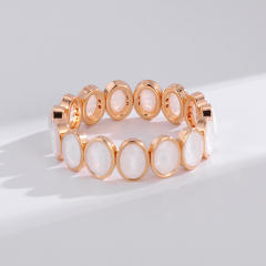 Luxury colorful oval shape glass crystal elastic bangle bracelet