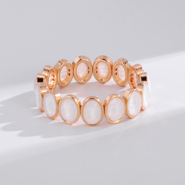 Luxury colorful oval shape glass crystal elastic bangle bracelet