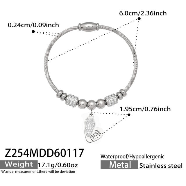 Magnetic Elastic Bracelet Ins Style Exquisite Multi-Zircon Pendant Stainless Steel Bracelet Set