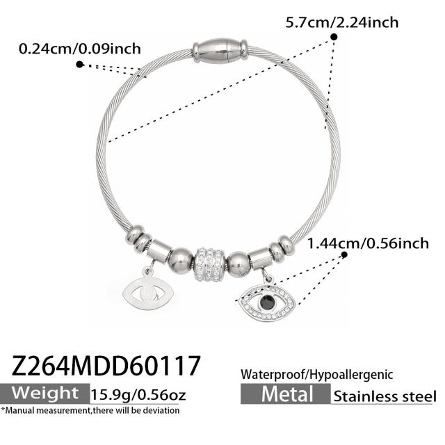 Magnetic Elastic Bracelet Ins Style Exquisite Multi-Zircon Pendant Stainless Steel Bracelet Set