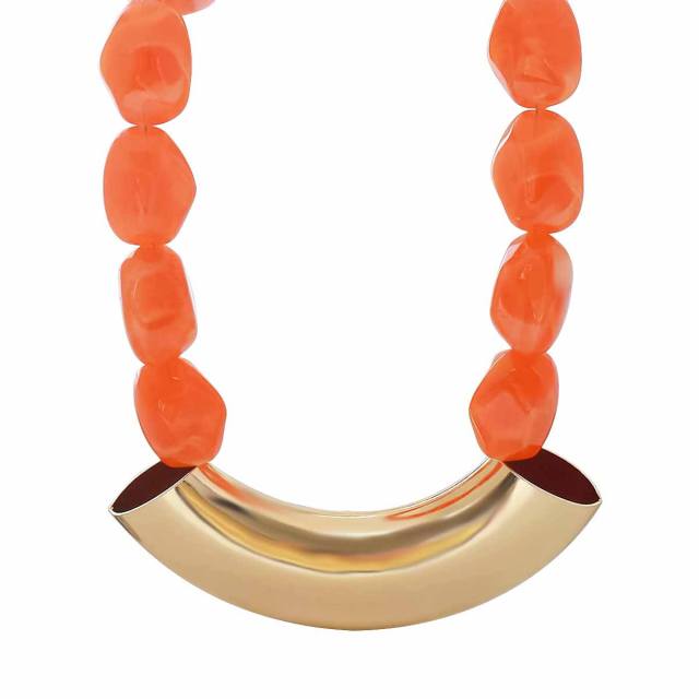 Vintage Geometric Resin Handmade Beaded Necklace Exaggerated CCB Choker Jewelry for Women