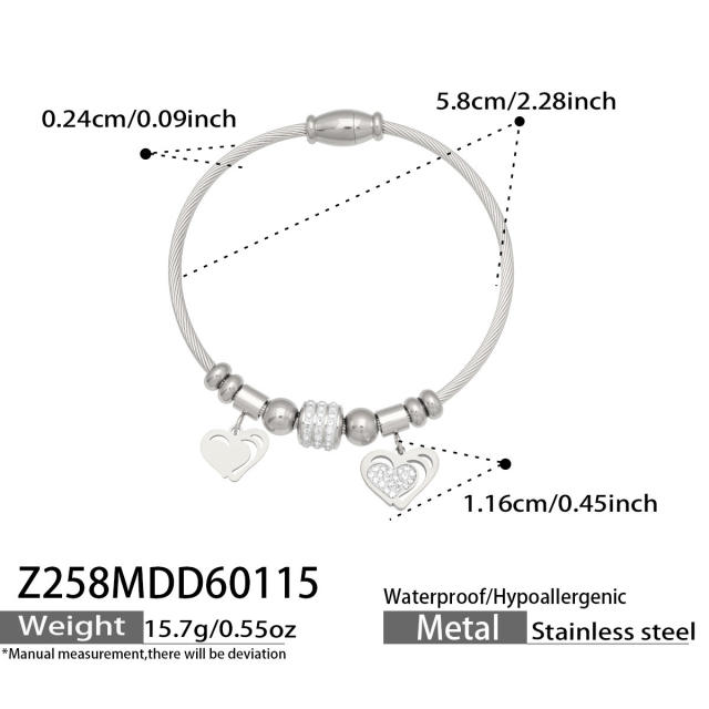 Magnetic Elastic Bracelet Ins Style Exquisite Multi-Zircon Pendant Stainless Steel Bracelet Set
