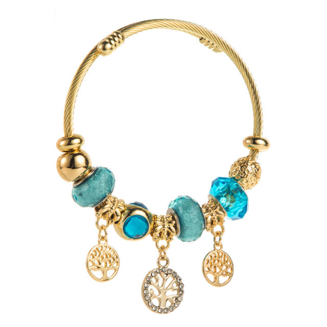 New Style Personalized Creative Life Tree Tower Pendant Bracelet Alloy Diamond Adjustable Stainless Steel Hand Jewelry