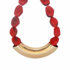 Vintage Geometric Resin Handmade Beaded Necklace Exaggerated CCB Choker Jewelry for Women