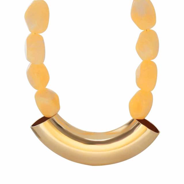 Vintage Geometric Resin Handmade Beaded Necklace Exaggerated CCB Choker Jewelry for Women