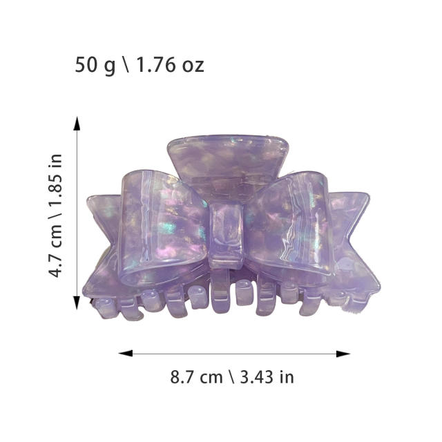 New Acetate Bow Clip French Retro Hair Claw clips Shark Clip for Women 8.7cm