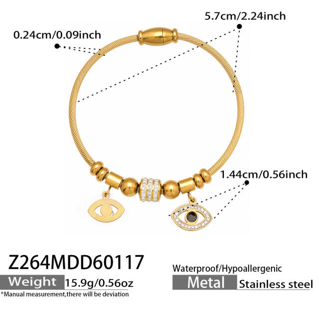 Magnetic Elastic Bracelet Ins Style Exquisite Multi-Zircon Pendant Stainless Steel Bracelet Set