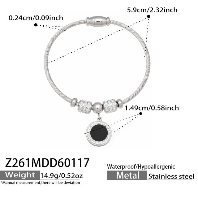 Magnetic Elastic Bracelet Ins Style Exquisite Multi-Zircon Pendant Stainless Steel Bracelet Set