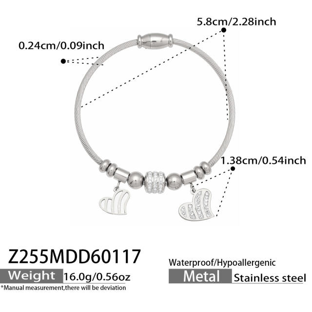 Magnetic Elastic Bracelet Ins Style Exquisite Multi-Zircon Pendant Stainless Steel Bracelet Set
