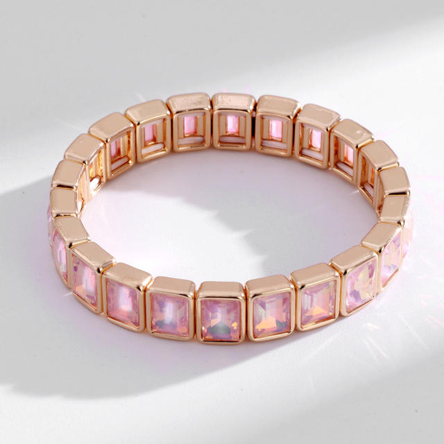 Fashionable colorful glass crystal elastic bangle bracelet for women
