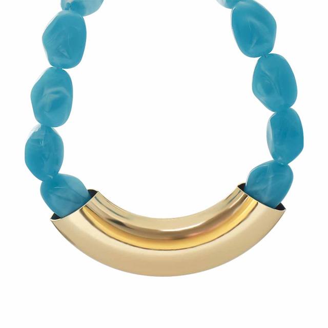 Vintage Geometric Resin Handmade Beaded Necklace Exaggerated CCB Choker Jewelry for Women