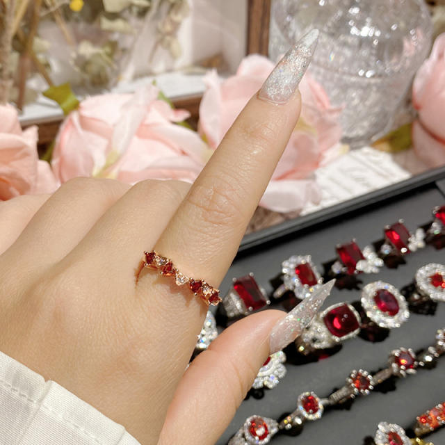 Luxury color treasure imitation ruby ring female dinner red corundum all-Match ring