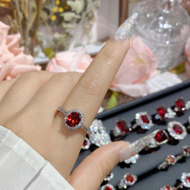 Luxury color treasure imitation ruby ring female dinner red corundum all-Match ring