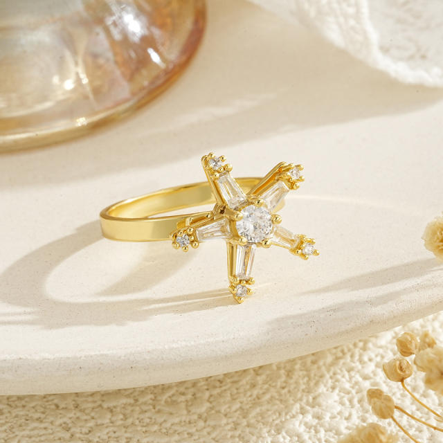 New Colorful Zircon Tree of Life Ring Copper Micro-Inlaid Ring for Women rotatable rings