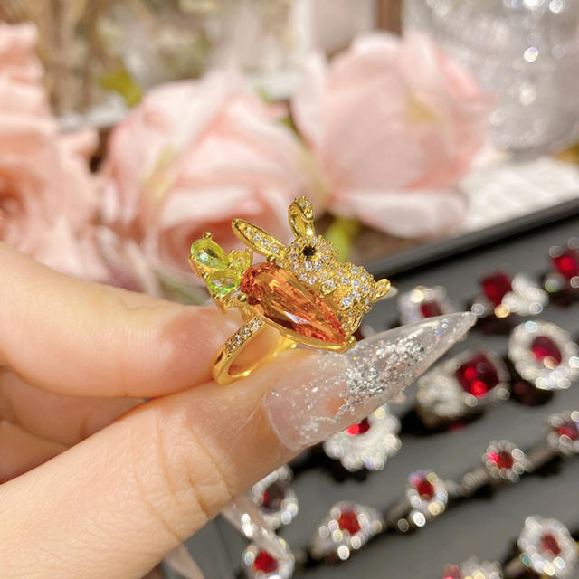 Luxury color treasure imitation ruby ring female dinner red corundum all-Match ring
