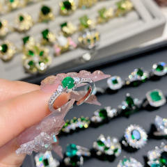 Luxury elegant emerald full diamond ring gold plated crystal ring