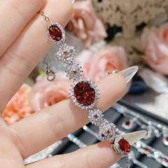 Delicate pomegranate ruby bracelet antique plated 18K gold full Diamond banquet water drop bracelet