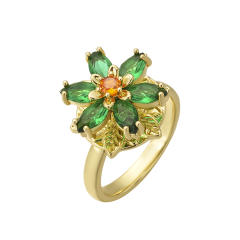 Floral Rotating Ring Fashionable Stress-Relief Jewelry Light Luxury Zircon-Encrusted Butterfly Ring