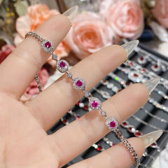 Delicate pomegranate ruby bracelet antique plated 18K gold full Diamond banquet water drop bracelet