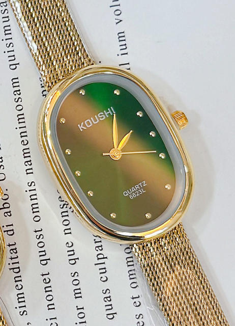 Koushi Retro Watch with Oval Shape and Exquisite Mesh steel Strap