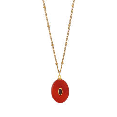Stainless Steel necklace with Multicolor Oval Natural Stone pendant Necklace