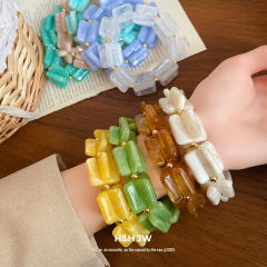 Acrylic Beaded Irregular Square Necklace earrings bracelet set