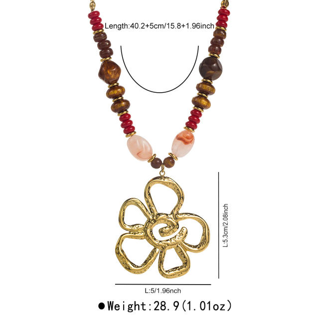 Retro Design Multi-Pendant Beaded Necklace Stainless Steel pendant necklace