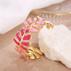 Fashion Raffia Leaf Bracelet for Women Simple Handmade Woven Leaf Bracelet