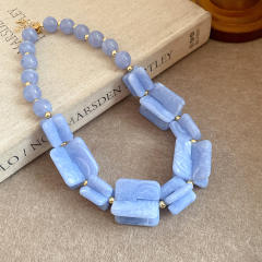 Acrylic Beaded Irregular Square Necklace earrings bracelet set