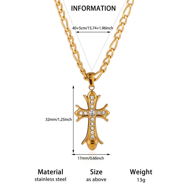 Luxury Star Moon pendant Stainless Steel Necklace diamond pendant necklace