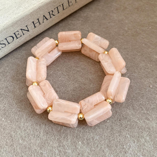 Acrylic Beaded Irregular Square Necklace earrings bracelet set