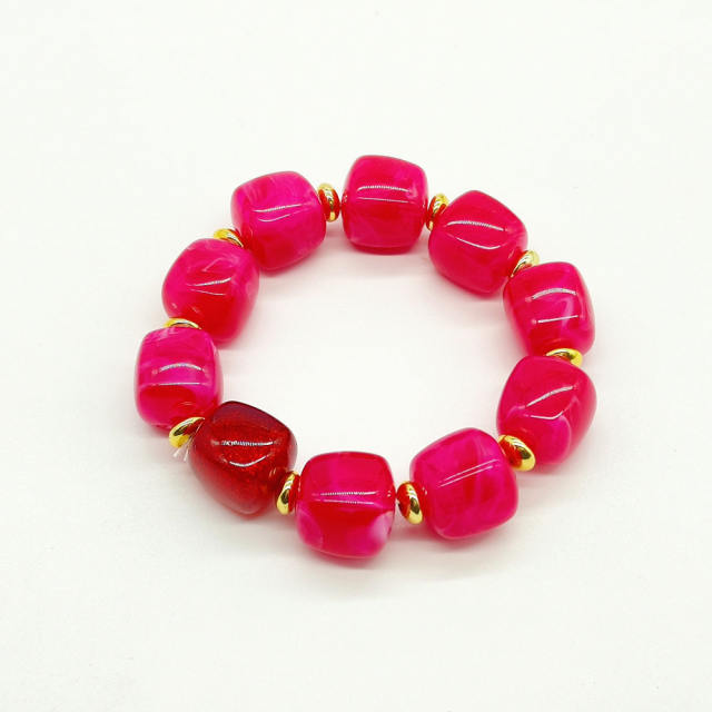 Fashion Retro Acrylic Square Splicing Bracelet Dopamine Colorful Jewelry for Women