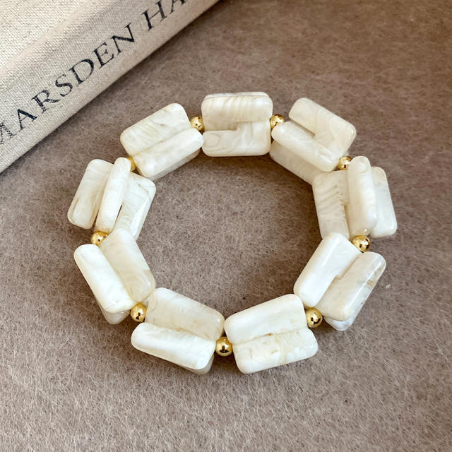 Acrylic Beaded Irregular Square Necklace earrings bracelet set