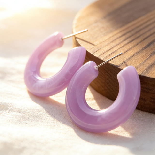 2026 New Acrylic Retro Earrings Simple C-Shaped Minimalist Style Ear Accessories