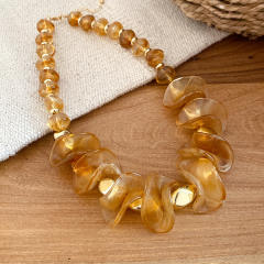 Colorful acrylic irregular shape dress necklace earrings set