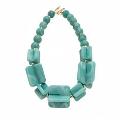 Acrylic Beaded Irregular Square Necklace earrings bracelet set
