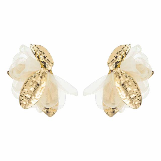 Sweet Fresh Holiday Style Enamel Colorful Flower Earrings with Diamonds Pearls