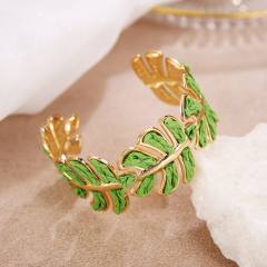 Fashion Raffia Leaf Bracelet for Women Simple Handmade Woven Leaf Bracelet