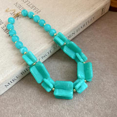 Acrylic Beaded Irregular Square Necklace earrings bracelet set