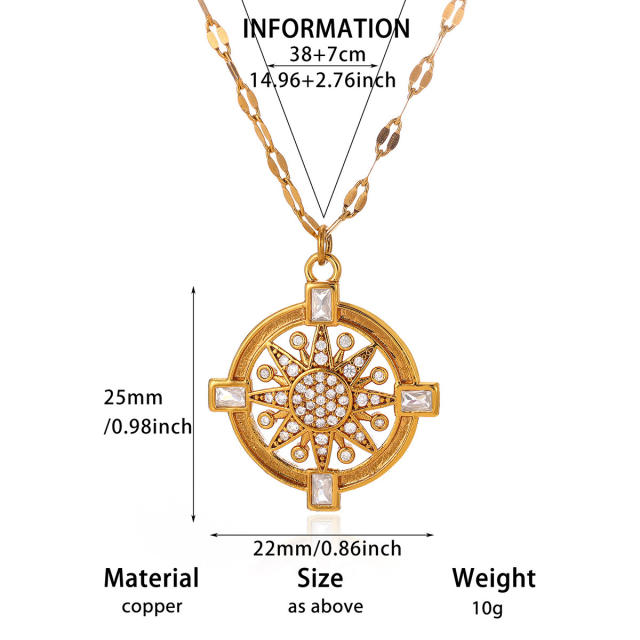 Luxury Star Moon pendant Stainless Steel Necklace diamond pendant necklace