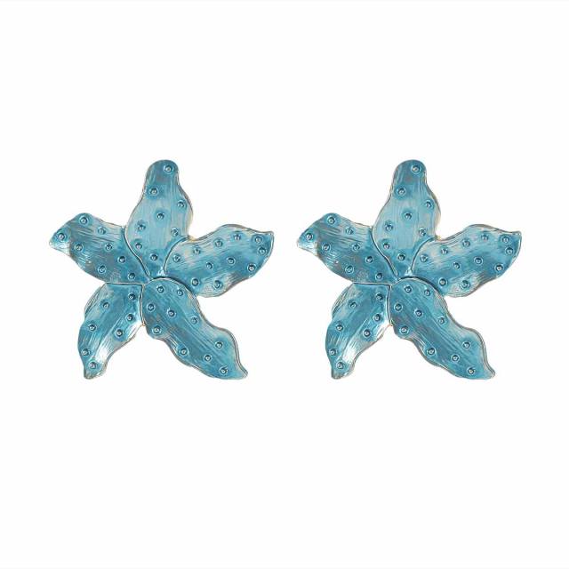 Sweet Fresh Holiday Style Enamel Colorful Flower Earrings with Diamonds Pearls